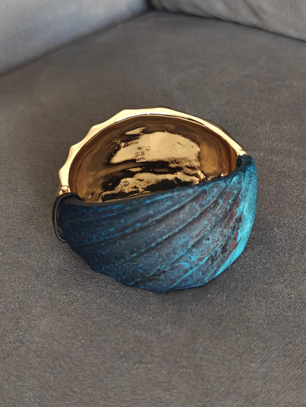 Robert Lee Morris Soho Verdigris Gold-Tone Sculptural Hinge Cuff Bracelet Bangle